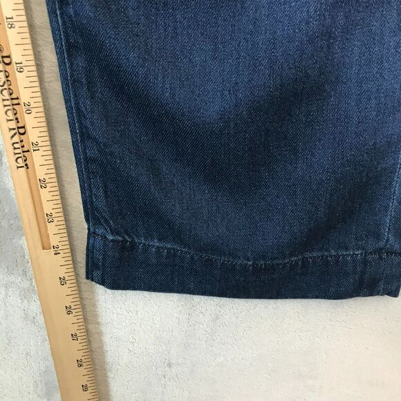 Ann Taylor Factory Jean Womens 12 Blue Wide Leg Crop Flat Front Pockets Cotton - Picture 9 of 10